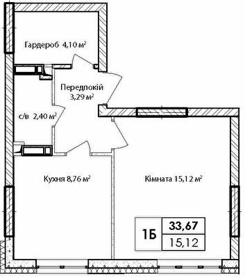 1-кімнатна 34.67 м² в ЖК Синергія Київ від 33 700 грн/м², Київ