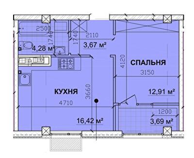 1-комнатная 42.84 м² в ЖК PARKOVIY от 17 350 грн/м², г. Кривой рог