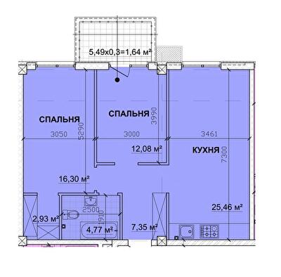 2-кімнатна 72.93 м² в ЖК PARKOVIY від 17 900 грн/м², м. Кривий ріг