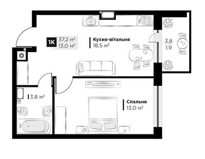 1-кімнатна 32.7 м² в ЖК SILENT PARK від 26 900 грн/м², Львів