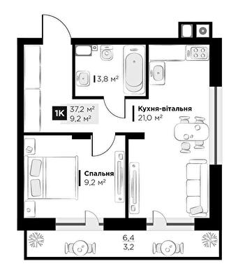 1-комнатная 37.2 м² в ЖК SILENT PARK от 26 900 грн/м², Львов