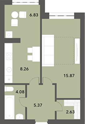 1-комнатная 43.02 м² в ЖК Софиевские Липки от 23 500 грн/м², с. Софиевская Борщаговка