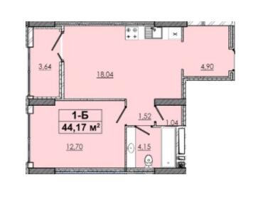 1-кімнатна 44.17 м² в ЖК 4 Towers for You від 27 000 грн/м², Чернігів