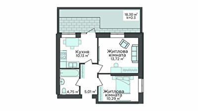 1-комнатная 49.35 м² в Клубная резиденция O`Club от 29 747 грн/м², с. Крюковщина