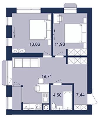 2-кімнатна 54.64 м² в ЖК РЕМ від 17 300 грн/м², м. Самбір