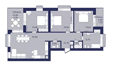 3-кімнатна 108 м² в ЖК РЕМ від 17 300 грн/м², м. Самбір