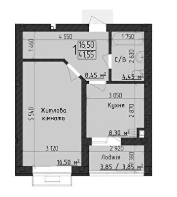 1-кімнатна 41.55 м² в ЖК Парковий Дім від 22 300 грн/м², Чернівці