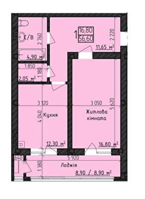 1-кімнатна 56.6 м² в ЖК Парковий Дім від 22 300 грн/м², Чернівці