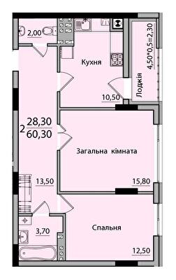 2-кімнатна 60.3 м² в ЖК Панорама від 18 200 грн/м², Чернівці