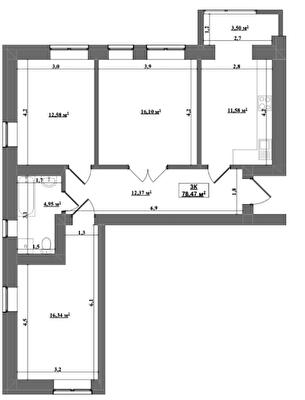 3-кімнатна 78.47 м² в ЖК Затишний від 13 000 грн/м², м. Коломия