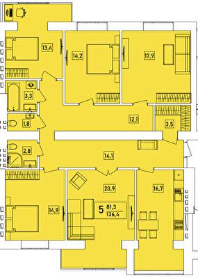 5+ кімнат 136.4 м² в ЖК Living Park "Нова Будова-2" від 14 500 грн/м², с. Мукша Китайгородська