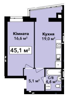 1-кімнатна 45.1 м² в ЖК Перлина Проскурова від 24 750 грн/м², Хмельницький