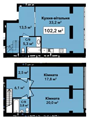 Дворівнева 102.2 м² в ЖК Перлина Проскурова від 19 900 грн/м², Хмельницький
