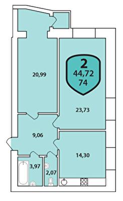 2-комнатная 74 м² в ЖК Олимпийский от 16 500 грн/м², Хмельницкий