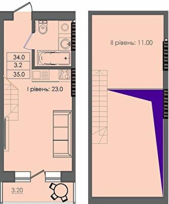 Двухуровневая 35 м² в ЖК Smart House от 15 450 грн/м², г. Южное