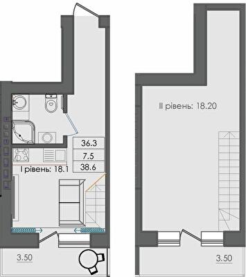 Двухуровневая 38.6 м² в ЖК Smart House от 15 450 грн/м², г. Южное
