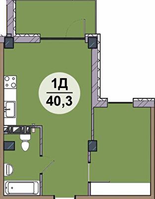 2-комнатная 40.3 м² в ЖК Гринвич Парк от 18 800 грн/м², с. Иличанка