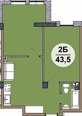 2-комнатная 43.5 м² в ЖК Гринвич Парк от 18 800 грн/м², с. Иличанка