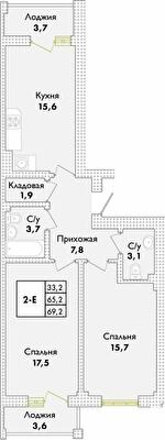 2-комнатная 69.2 м² в ЖК Парк Совиньон от 21 900 грн/м², пгт Таирово