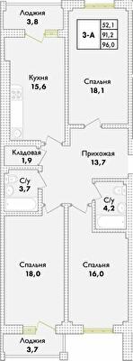 3-комнатная 96 м² в ЖК Парк Совиньон от 22 150 грн/м², пгт Таирово