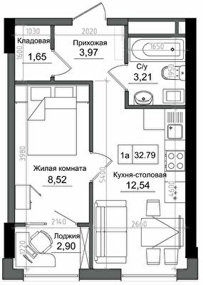 1-комнатная 32.79 м² в ЖГ ARTVILLE от 22 650 грн/м², пгт Авангард