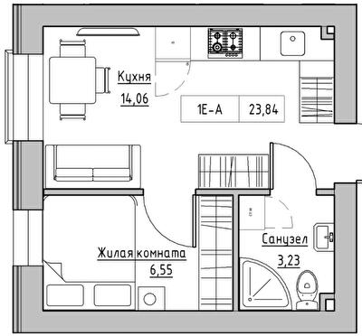 1-кімнатна 23.84 м² в ЖК KEKS від 20 800 грн/м², смт Авангард