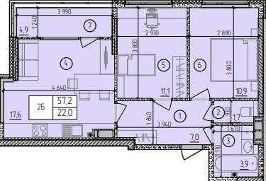 2-кімнатна 57.2 м² в ЖК Manhattan від 26 950 грн/м², Одеса