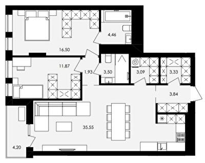 2-комнатная 85.33 м² в ЖК Avalon Yard от 31 000 грн/м², Львов
