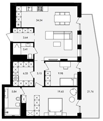 2-комнатная 93.07 м² в ЖК Avalon Yard от 31 000 грн/м², Львов