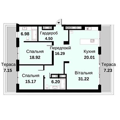 2-кімнатна 133.67 м² в ЖК Княжий хол від 48 000 грн/м², Львів