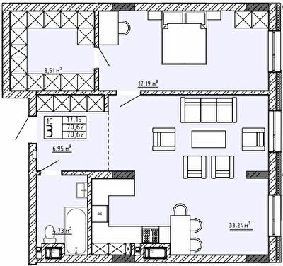 2-комнатная 70.62 м² в Апарт-комплекс APART HALL от 18 000 грн/м², с. Сокольники