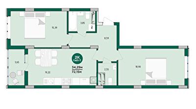 2-комнатная 73.04 м² в ЖК Wellspring от 29 350 грн/м², г. Вишневое