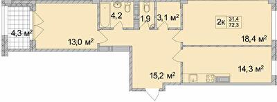 2-кімнатна 72.3 м² в ЖК ТИТУЛ Будинок на Пушкінській від 49 400 грн/м², Харків