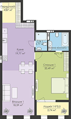 1-кімнатна 73.94 м² в ЖК Новий Поділ від 64 082 грн/м², Київ