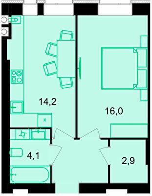 1-кімнатна 41.7 м² в ЖК Forest Home від 23 400 грн/м², Вінниця