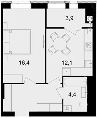 1-комнатная 45.2 м² в ЖК Forest Home от 23 400 грн/м², Винница