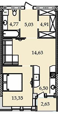 1-комнатная 50.82 м² в ЖК Premier Tower от 37 450 грн/м², Винница