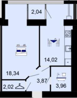 1-кімнатна 44.25 м² в ЖК Сімейний комфорт від 18 000 грн/м², Вінниця