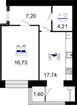 1-комнатная 47.48 м² в ЖК Семейный комфорт от 18 000 грн/м², Винница