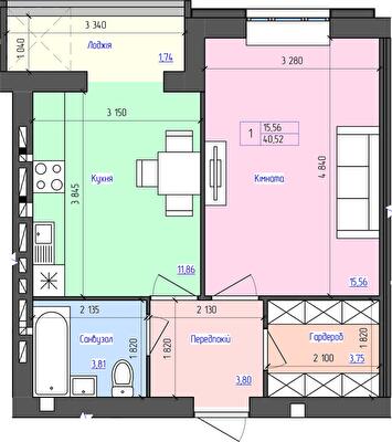 1-комнатная 40.52 м² в ЖК Атлант от 17 500 грн/м², Луцк