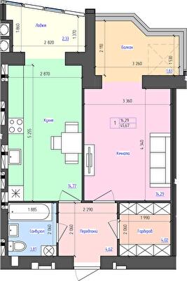 1-комнатная 45.67 м² в ЖК Атлант от 17 500 грн/м², Луцк