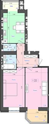 2-комнатная 62.91 м² в ЖК Атлант от 17 500 грн/м², Луцк