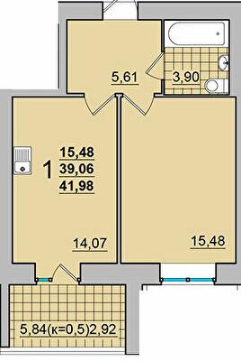 1-кімнатна 41.98 м² в ЖК М'ятний від 15 500 грн/м², м. Прилуки