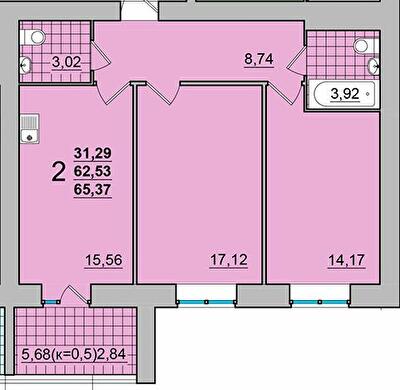 2-кімнатна 65.37 м² в ЖК М'ятний від 15 500 грн/м², м. Прилуки