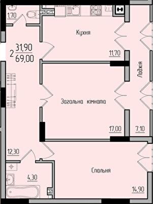 2-кімнатна 69 м² в ЖК Comfort Hall від 15 650 грн/м², Чернівці