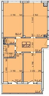 3-кімнатна 87.3 м² в ЖК Віденський Квартал від 24 000 грн/м², Чернівці