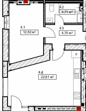 1-комнатная 44.52 м² в ЖК FreeDom от 23 000 грн/м², пгт Гостомель