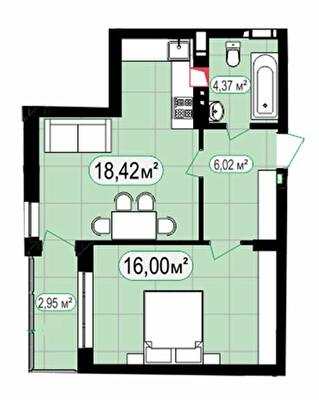 1-комнатная 47.66 м² в ЖК 7'я от 28 000 грн/м², с. Счастливое