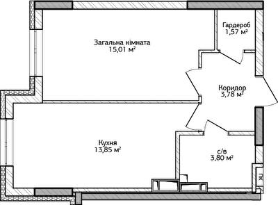 1-кімнатна 38.01 м² в ЖК City Park від 29 000 грн/м², м. Ірпінь