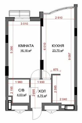 1-комнатная 48.71 м² в ЖК Central Bucha от 29 300 грн/м², г. Буча